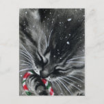 Candy Cane Kitten Cat Postcard<br><div class="desc">Postcards with my art</div>