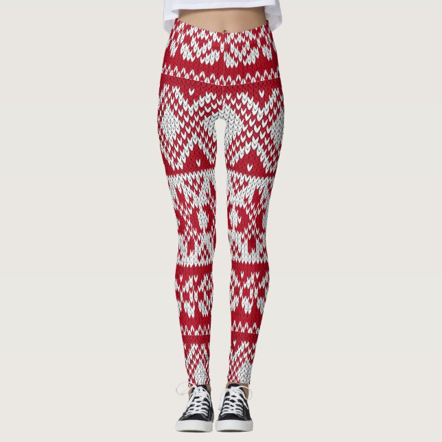 Candy Cane Knitted Look Leggings (Front)