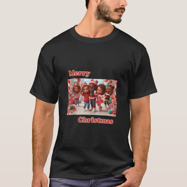 Candy Cane Lane African American Christmas Selfie  T-Shirt (Front)