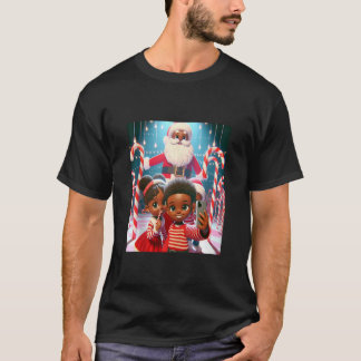 Candy Cane Lane African American Siblings Holiday  T-Shirt