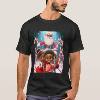 Candy Cane Lane African American Siblings Holiday  T-Shirt