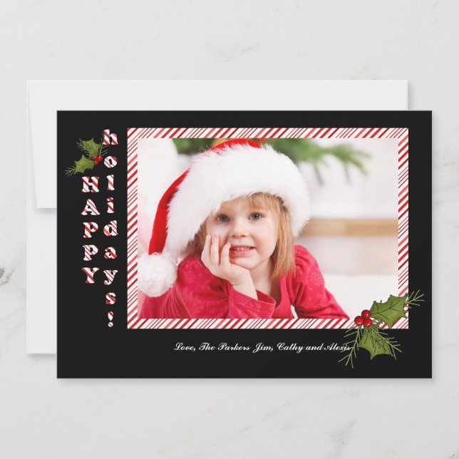 Candy Cane  Large Photo Holiday Card (Front)