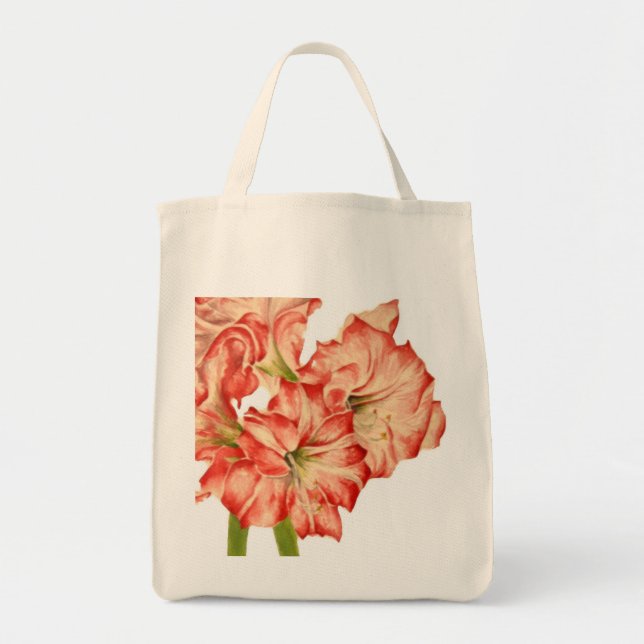 Candy Cane Lilies on a Grocery Tote (Front)