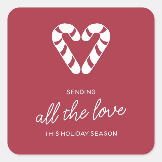 Candy Cane Love  Square Sticker (Front)