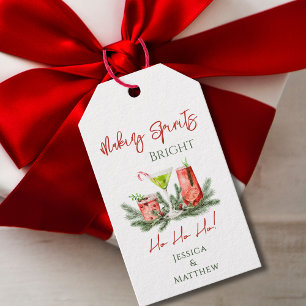 Candy Cane Martini and Mistletoe Couples Holiday Gift Tags
