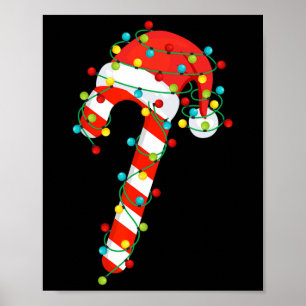 Candy Cane Merry And Bright Christmas Lights Men W Poster