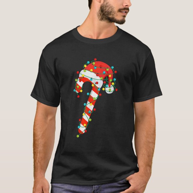 Candy Cane Merry And Bright Christmas Lights Men W T-Shirt (Front)
