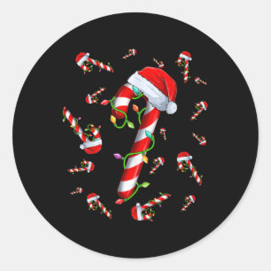 Candy Cane Merry And Bright Red And White Candy Ch Classic Round Sticker