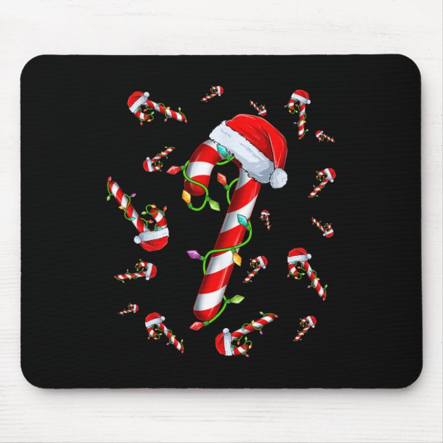 Candy Cane Merry And Bright Red And White Candy Ch Mouse Mat (Front)