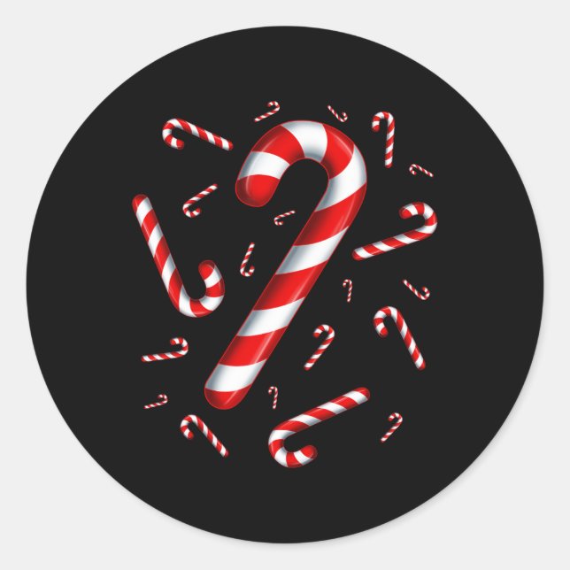 candy cane merry and bright red and white candy co classic round sticker (Front)