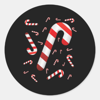Candy Cane Merry And Bright Red And White Candy Co Classic Round Sticker