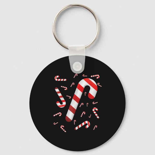 Candy Cane Merry And Bright Red And White Candy Co Key Ring (Front)
