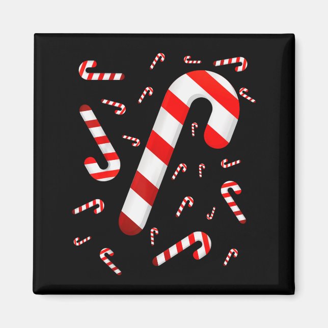 Candy Cane Merry And Bright Red And White Candy Co Magnet (Front)