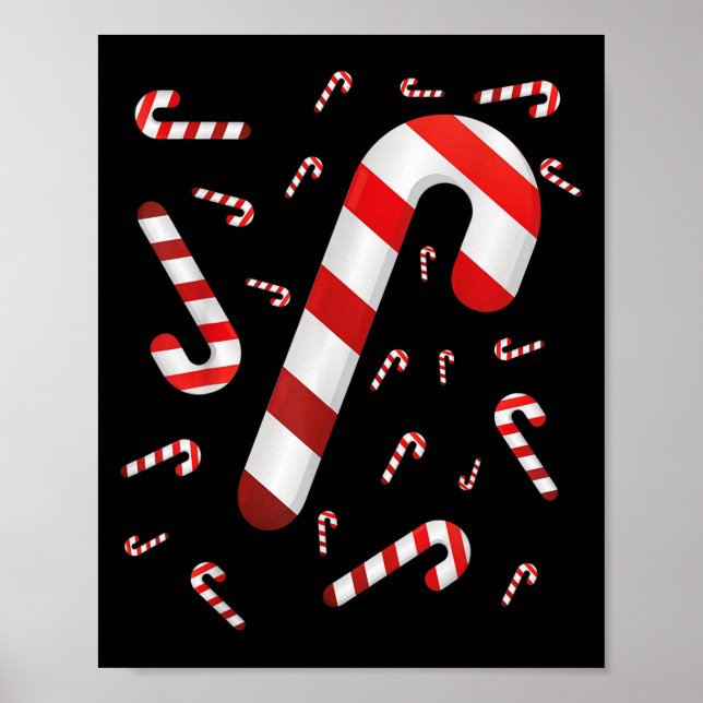 Candy Cane Merry And Bright Red And White Candy Co Poster (Front)