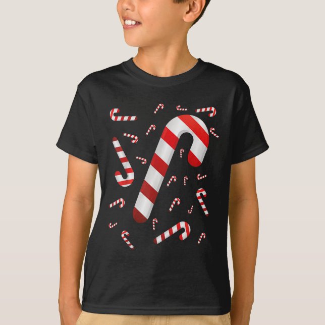 Candy Cane Merry And Bright Red And White Candy Co T-Shirt (Front)