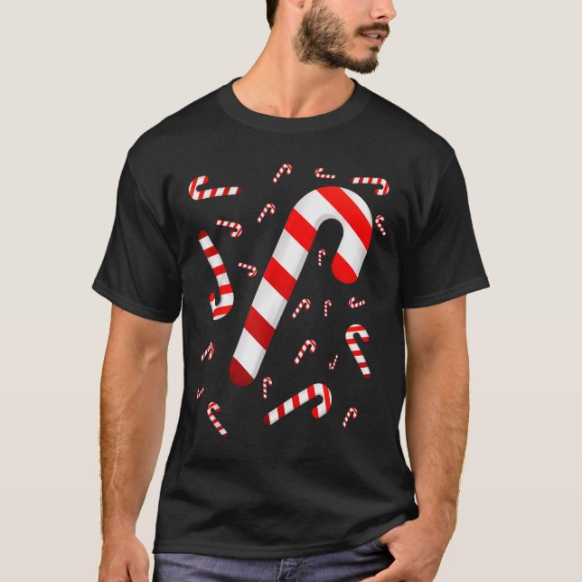 Candy Cane Merry And Bright Red And White Candy Co T-Shirt (Front)