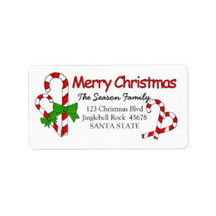 Candy Cane Merry Christmas  address label