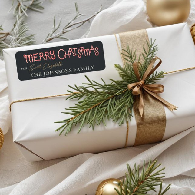 Candy Cane Merry Christmas Gift Label (Christmas Tag)