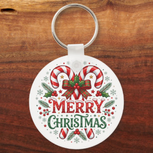 Candy Cane Merry Christmas  Key Ring