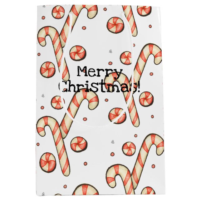Candy Cane - Merry Christmas Medium Gift Bag (Front)
