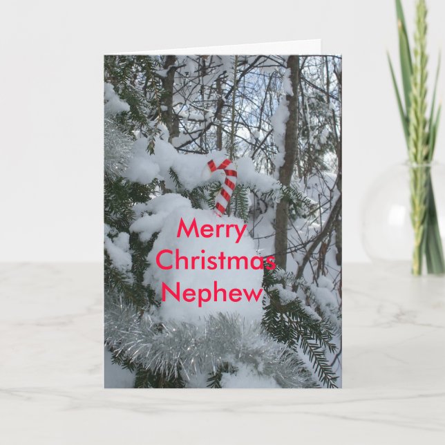 Candy Cane-Merry Christmas Nephew Holiday Card (Front)