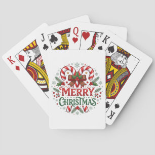 Candy Cane Merry Christmas Playing Cards