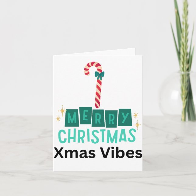 Candy Cane Merry Christmas Xmas Vibes  Folder Holiday Card (Front)