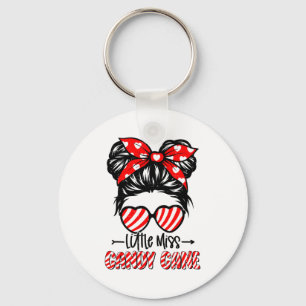 Candy Cane Messy Bun Girl Christmas Xmas Holiday G Key Ring
