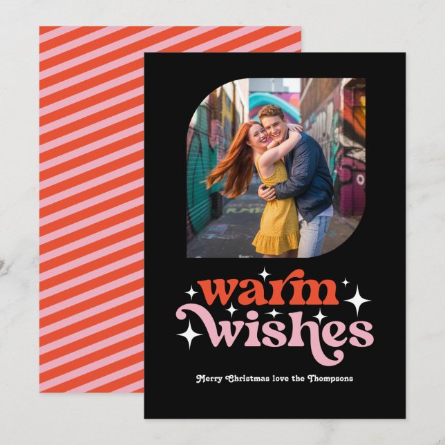 Candy Cane Modern Retro Christmas Photo Holiday Card (Front/Back)