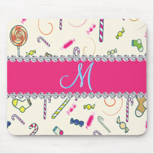 Candy Cane Monogram Mouse Mat
