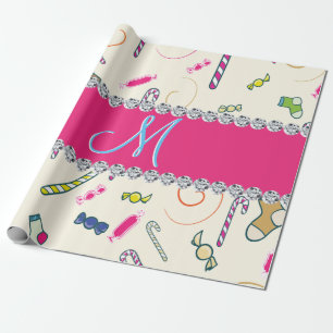 Candy Cane Monogram Wrapping Paper