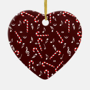 Candy Cane Music Notes  Ceramic Tree Decoration