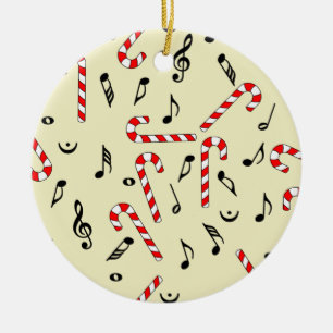 Candy Cane Music Notes Ceramic Tree Decoration