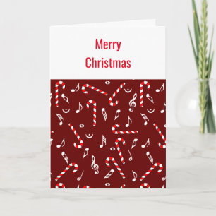 Candy Cane Music Notes Christmas Card