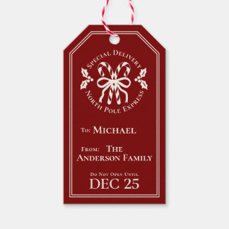 Candy Cane North Pole Express Special Delivery Gift Tags