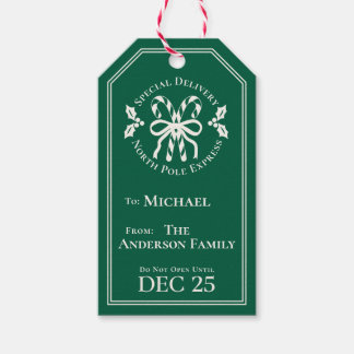 Candy Cane North Pole Express Special Delivery Gift Tags