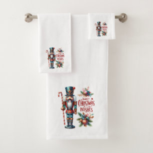 Candy Cane Nutcracker Sweet Christmas Wishes Bath Towel Set