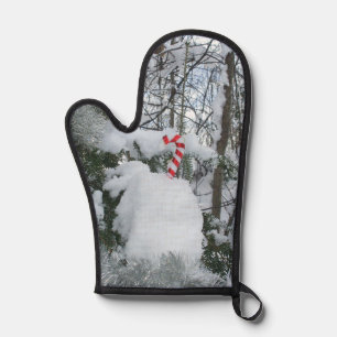 Candy Cane on Snow Covered Tree Oven Mitt