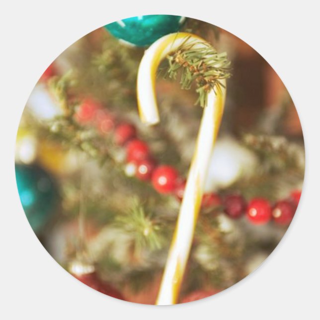 Candy Cane on Tree Cards and Stickers (Front)