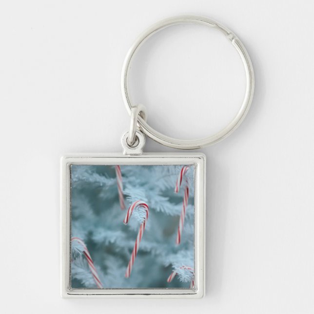 Candy Cane on Tree Key Ring (Front)