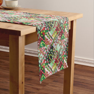 Candy Cane Patchwork Pattern Short Table Runner