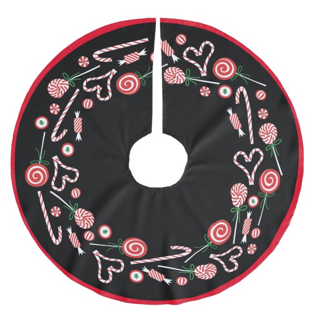 Candy Cane Pattern Christmas Tree Skirt (Front)