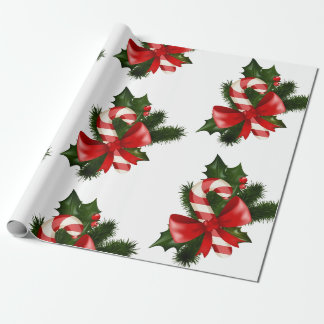 Candy Cane Pattern Retro Christmas Gift Wrapping Paper