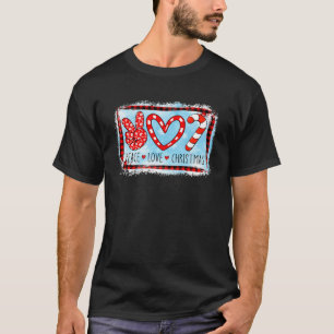 Candy Cane Peace Love Christmas Santa Hat Still We T-Shirt