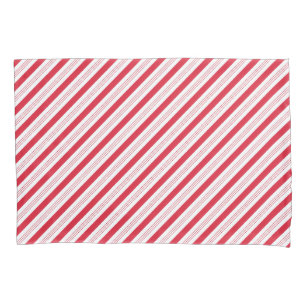Candy Cane Peppermint Holiday Red White Striped Pillowcase