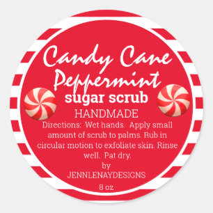 Candy Cane Peppermint Homemade Sugar Scrub Classic Round Sticker