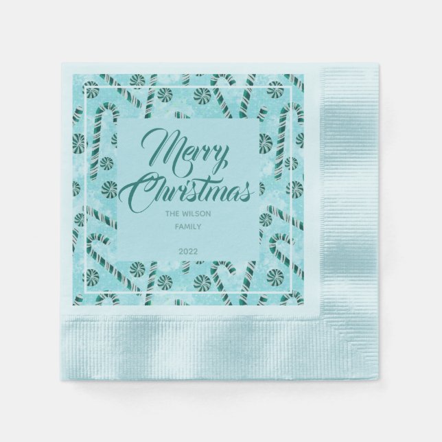 Candy Cane Peppermint Paper Napkin (Front)