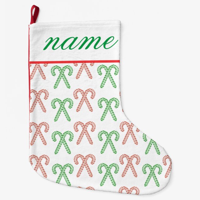 Candy cane/peppermint personalized large christmas stocking (Front)
