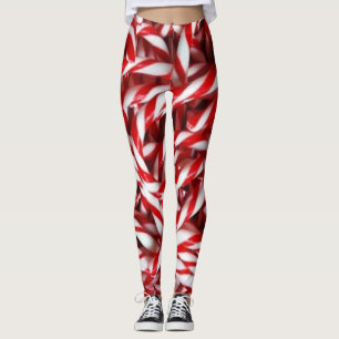 Candy Cane Peppermint Stick Fashion Leggings