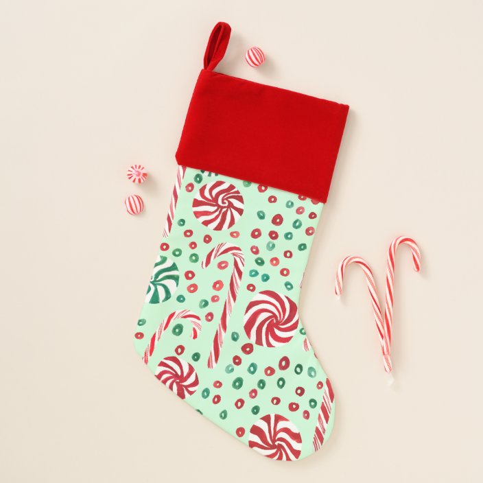 Candy Cane Peppermints Holiday Sweets Christmas Stocking | Zazzle.co.uk